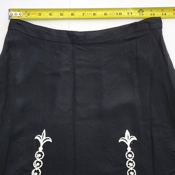 Faith Resortwear Black Long A-Line Skirt White Pineapple Print Sequins Sz Small - Picture 12 of 14